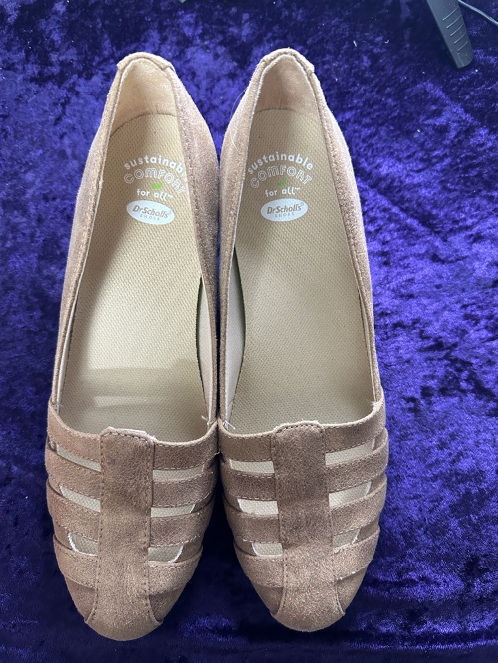 Dr. Scholl's Taupe Suede Caged Slip-On Flats